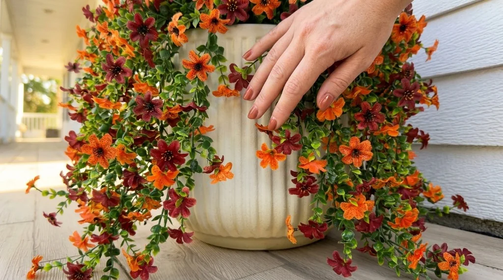 INQCMY multi color artificial outdoor fall flowers and mums with lush petals and bendable stems