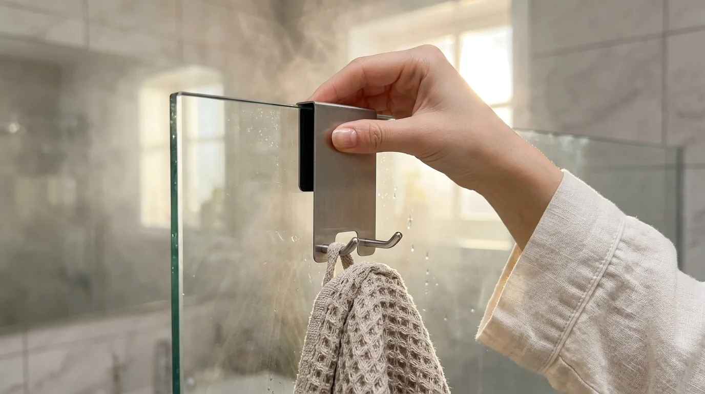 Kegii brushed stainless steel frameless glass shower door hook with scratch resistant protective pad