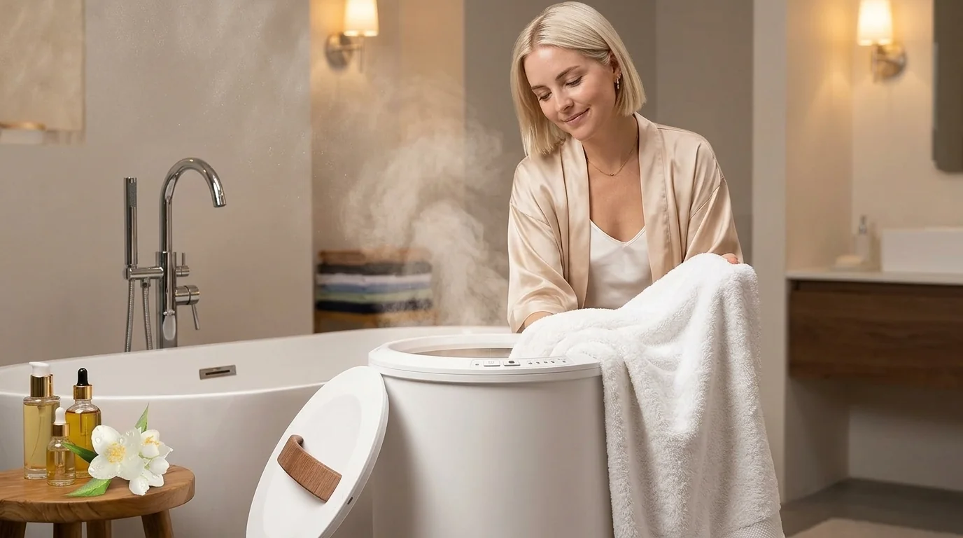 FLYHIT large bucket towel warmer with wood handle auto shut off 20L bathroom