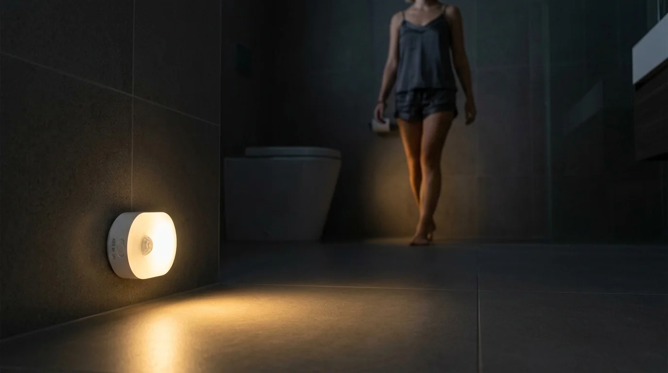 Lyridz rechargeable battery night light motion sensor warm white stick on toilet light