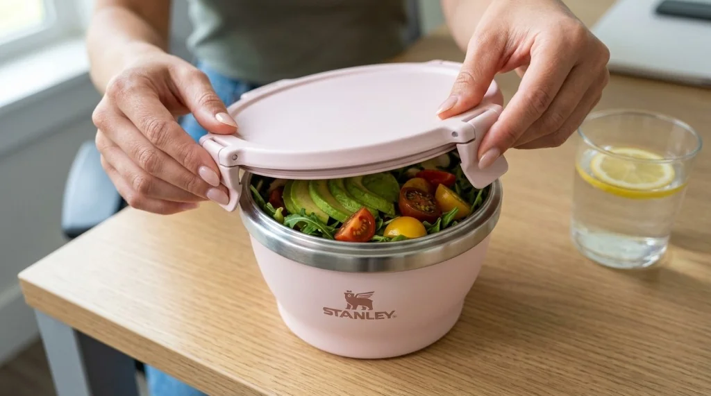 Stanley Stay-Fresh leakproof double-wall stainless steel lunch bowl with 4-way clamp lid