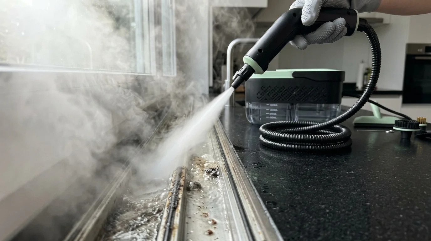 WSRYYCC portable handheld steam cleaner with nozzle and 16 accessories